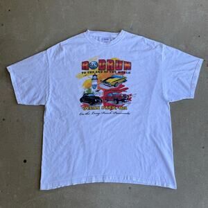 Vintage Style Hot Rod Washington Ocean Park 2011 Car Show White Shirt Size 2XL